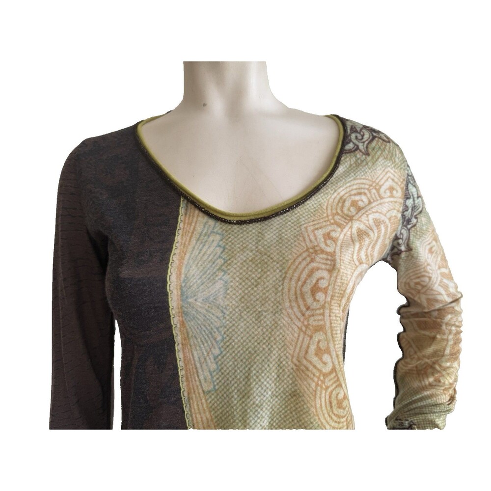2026 Deux Mille Vingt Six Vintage Y2K Wool Blend Long Sleeve Art to Wear Top - Picture 4 of 8